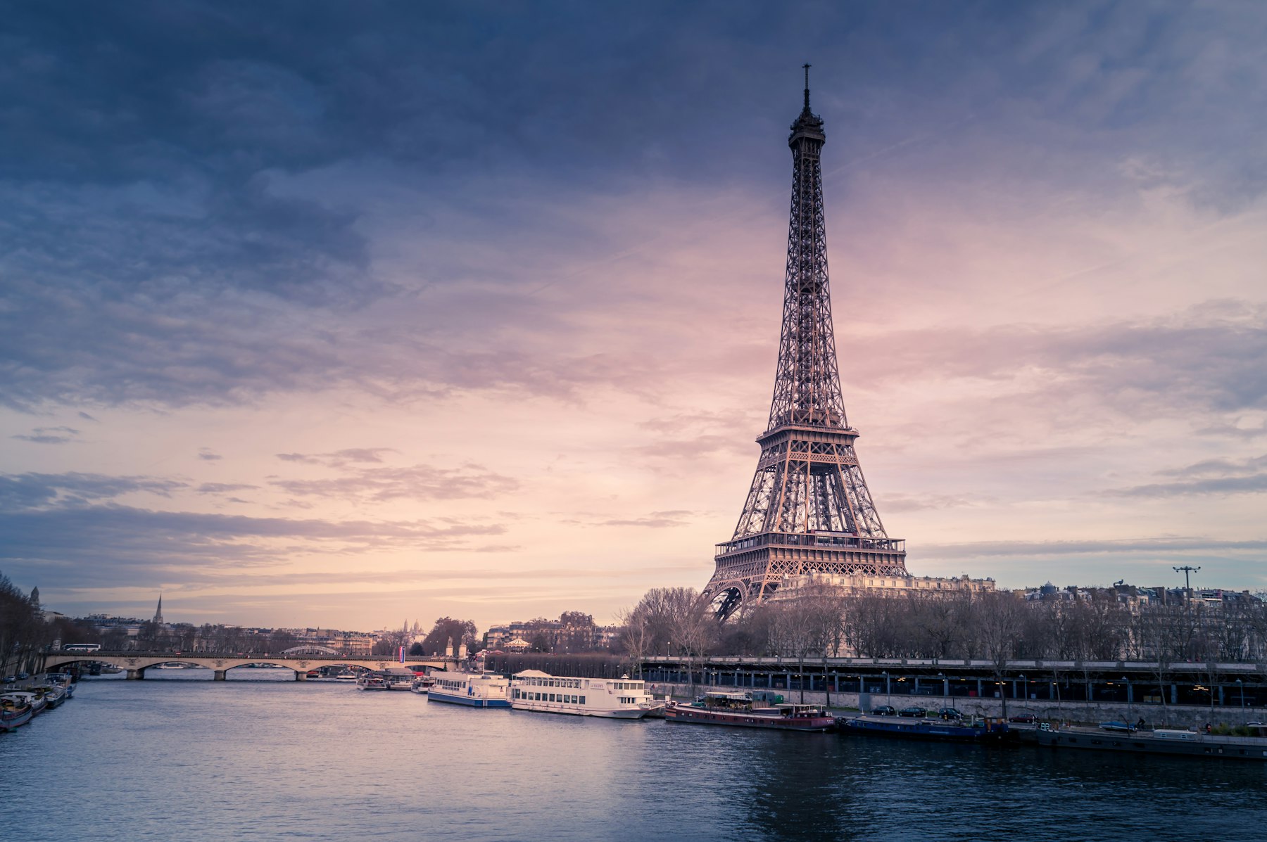 The Eiffel Tower beside the River Seine in Paris