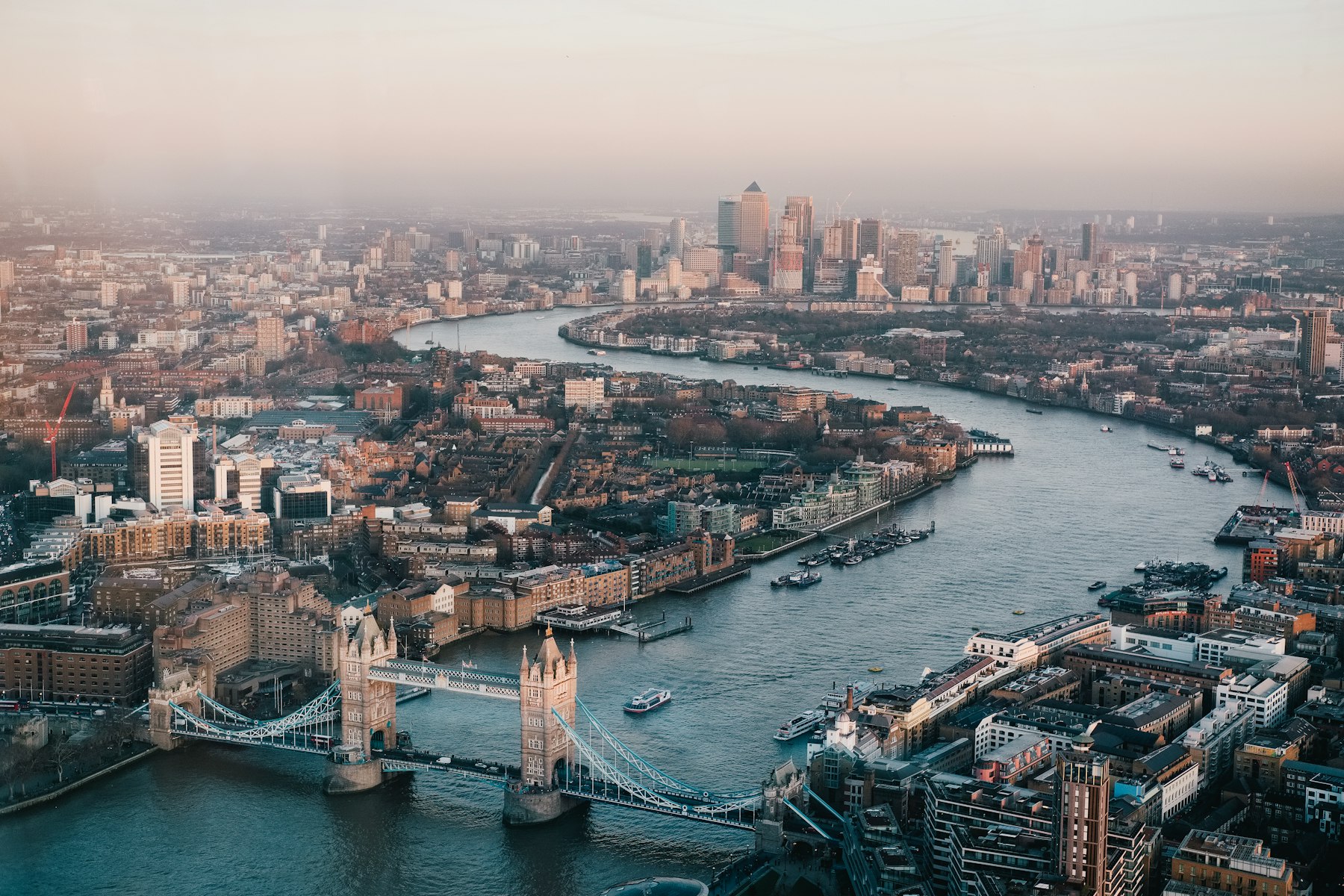 Aerial view of London and the River Thames